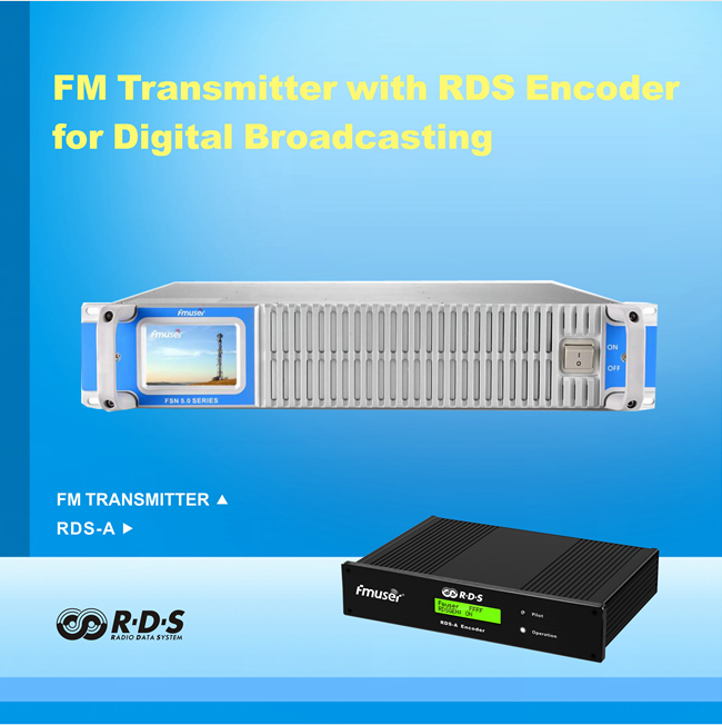 FMUSER 350W FM Transmitter with RDS Encoder for Intelligent Addressable Broadcasting with FU-DV2 Dipole Antenna and Cable Complete KIT