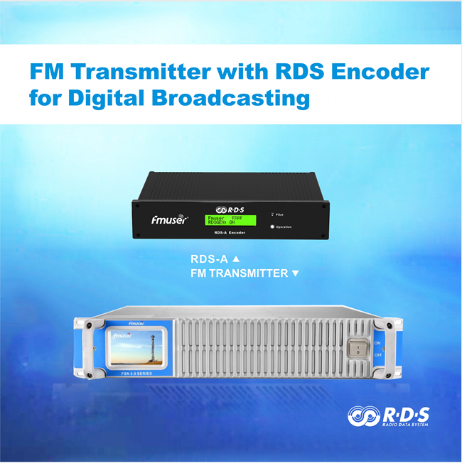 FMUSER 1000W FM Transmitter with RDS Encoder for Intelligent Addressable Broadcasting with FU-DV2 Dipole Antenna and Cable Complete KIT